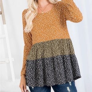 Be Stage Dusty Floral Color Block Top